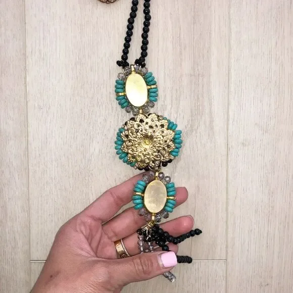 Turquoise tussle long necklace - Picture 9 of 9